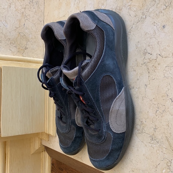 Prada suede sneakers. Sz 11. Blue/grey side w/dark grey mesh.Worn once inside !! - Picture 4 of 12